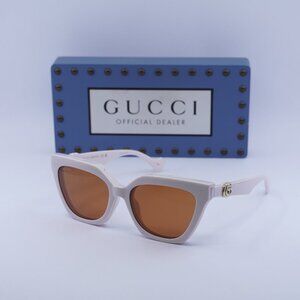 Final Price! Gucci GG1542S 003 Ivory/Clear with Clip-On Brown Sunglasses